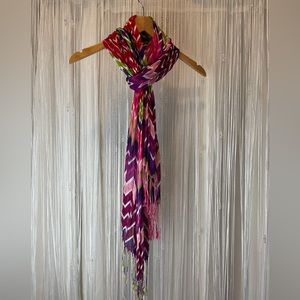 Multicolor Jewel Toned Chevron Patterned Scarf
